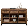 SIDEBOARD 130/80/40 cm  - Schwarz/Naturfarben, ROMANTIK / LANDHAUS, Glas/Holz (130/80/40cm) - Carryhome