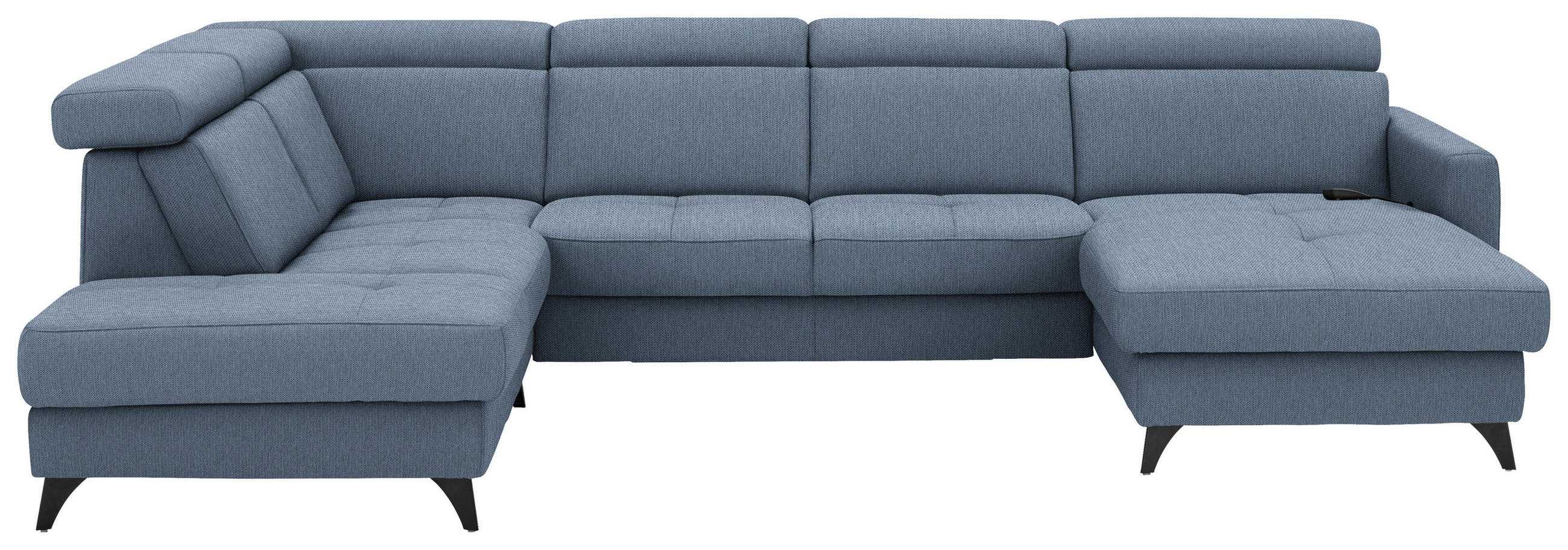 WOHNLANDSCHAFT Flachgewebe Blau  - Blau/Schwarz, Konventionell, Textil/Metall (215/333/174cm) - Beldomo System