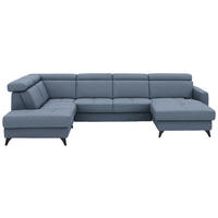 WOHNLANDSCHAFT Flachgewebe Blau  - Blau/Schwarz, Konventionell, Textil/Metall (215/333/174cm) - Beldomo System