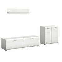 WOHNWAND 3-teilig  in Weiß, Weiß Hochglanz  255/160/41 cm  - Weiß Hochglanz/Silberfarben, Design, Holzwerkstoff/Kunststoff (255/160/41cm) - Livetastic