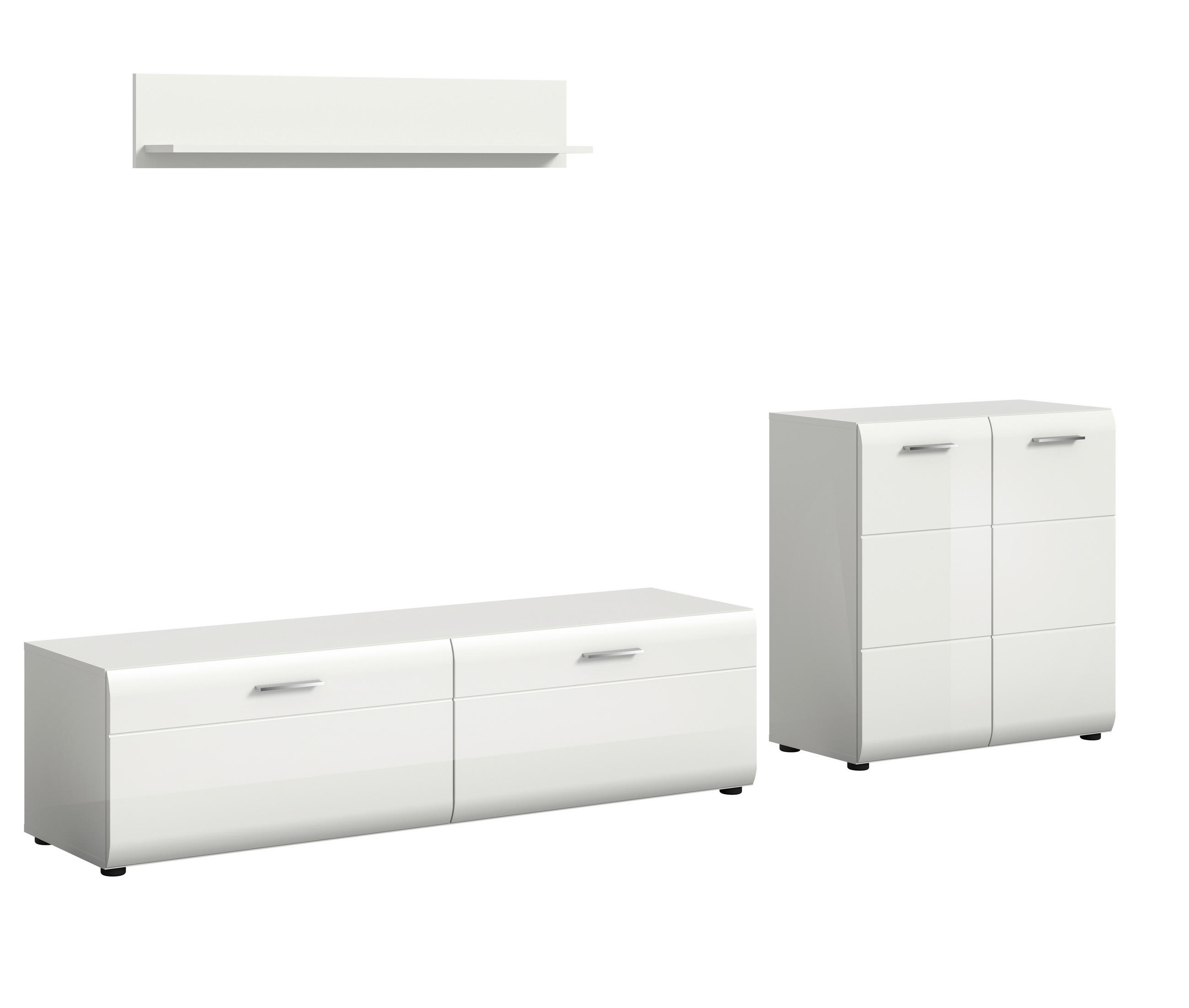 Ansamblu Mobilier Camera De Z, 3 piese, alb, alb lucios intens, 255/160/41 cm