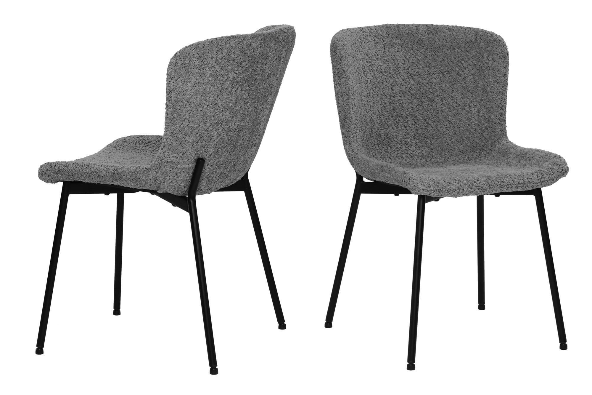 STUHL-SET 2 Stück  Bouclé  Grau, Schwarz  - Schwarz/Grau, MODERN, Textil/Metall (48/83/59cm) - MID.YOU