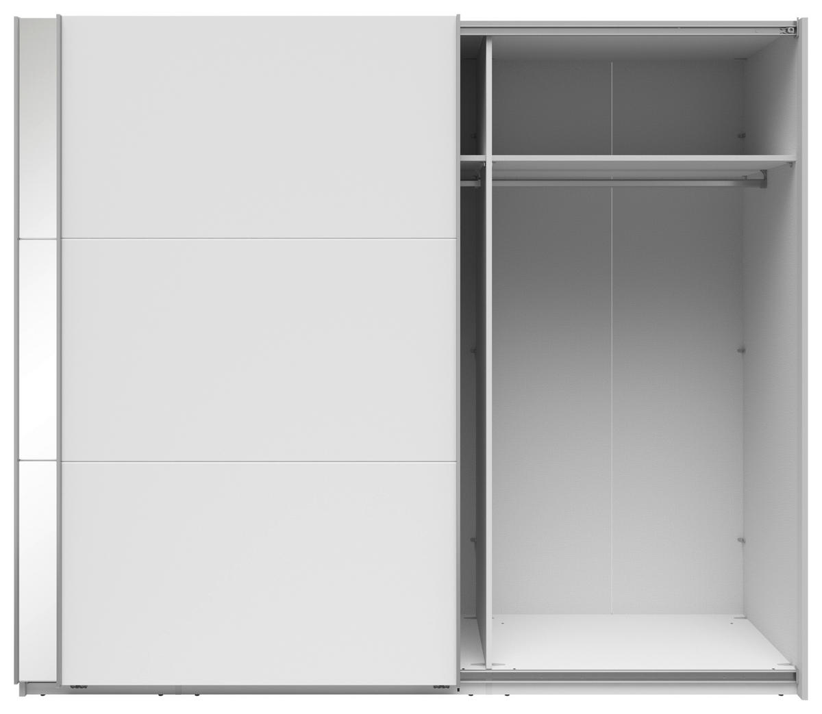 SCHWEBETÜRENSCHRANK 250/216/64 cm 2-türig Weiß  - Silberfarben/Weiß, Basics, Glas/Holzwerkstoff (250/216/64cm) - Boxxx