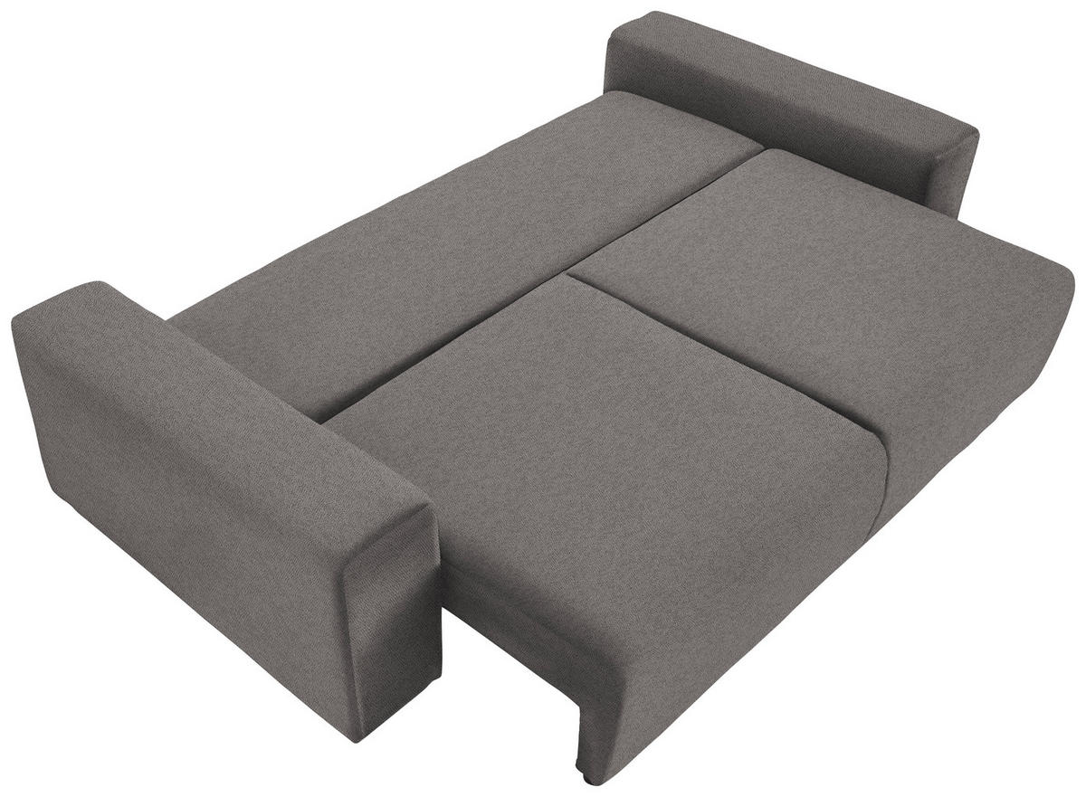 SCHLAFSOFA in Flachgewebe Grau  - Buchefarben/Schwarz, Konventionell, Holz/Kunststoff (255/86/123cm) - Livetastic