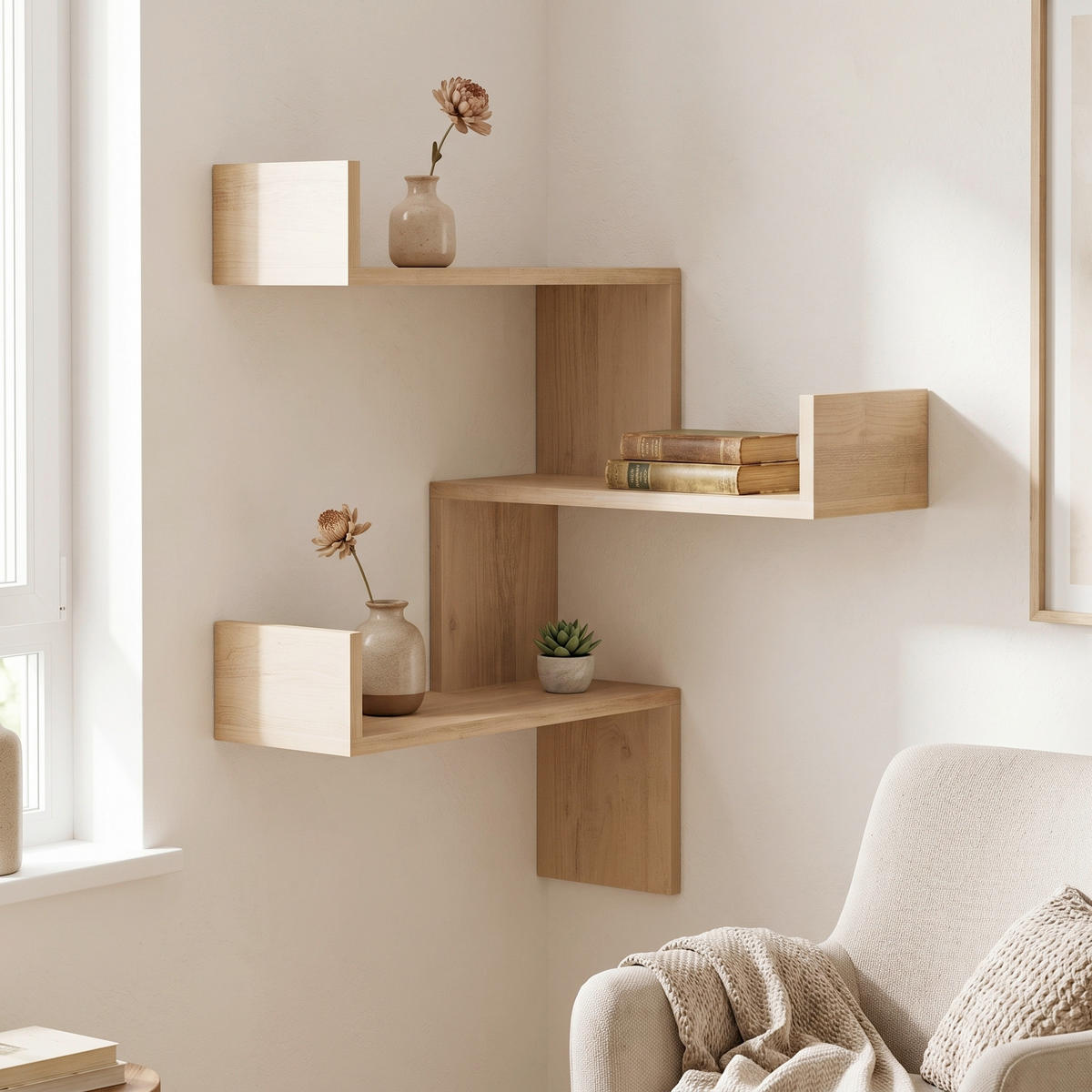 WANDREGAL 60/90/22 cm  - Eichefarben, Design, Holzwerkstoff (60/90/22cm) - Livetastic