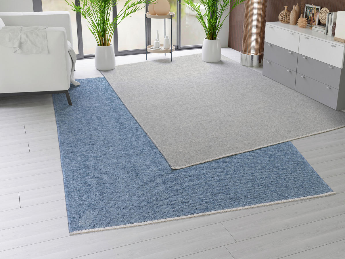Chic: NOVEL Flachwebeteppich ( 65/130 cm Blau, Grau  - Blau/Grau, Design, Textil (65/130cm) - Novel