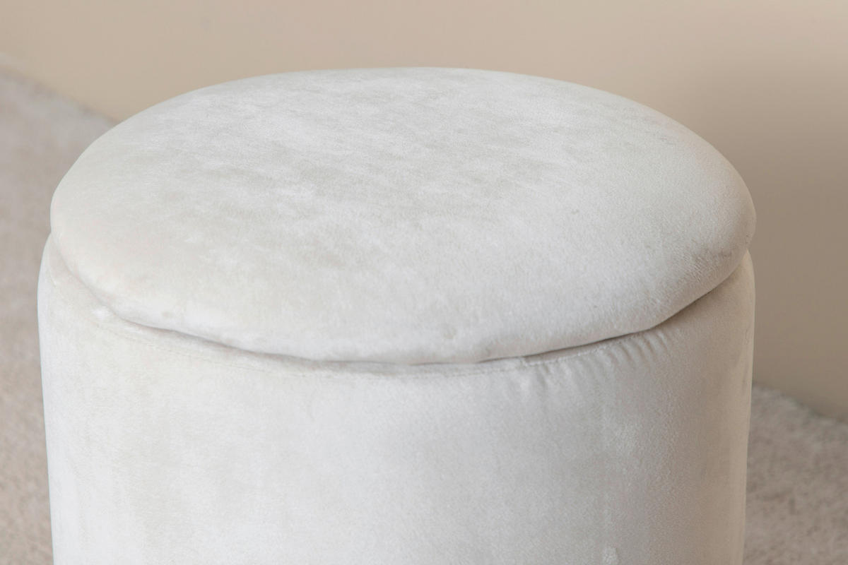 POUF Samt 32/40/32 cm  - Creme, Design, Textil (32/40/32cm) - Livetastic