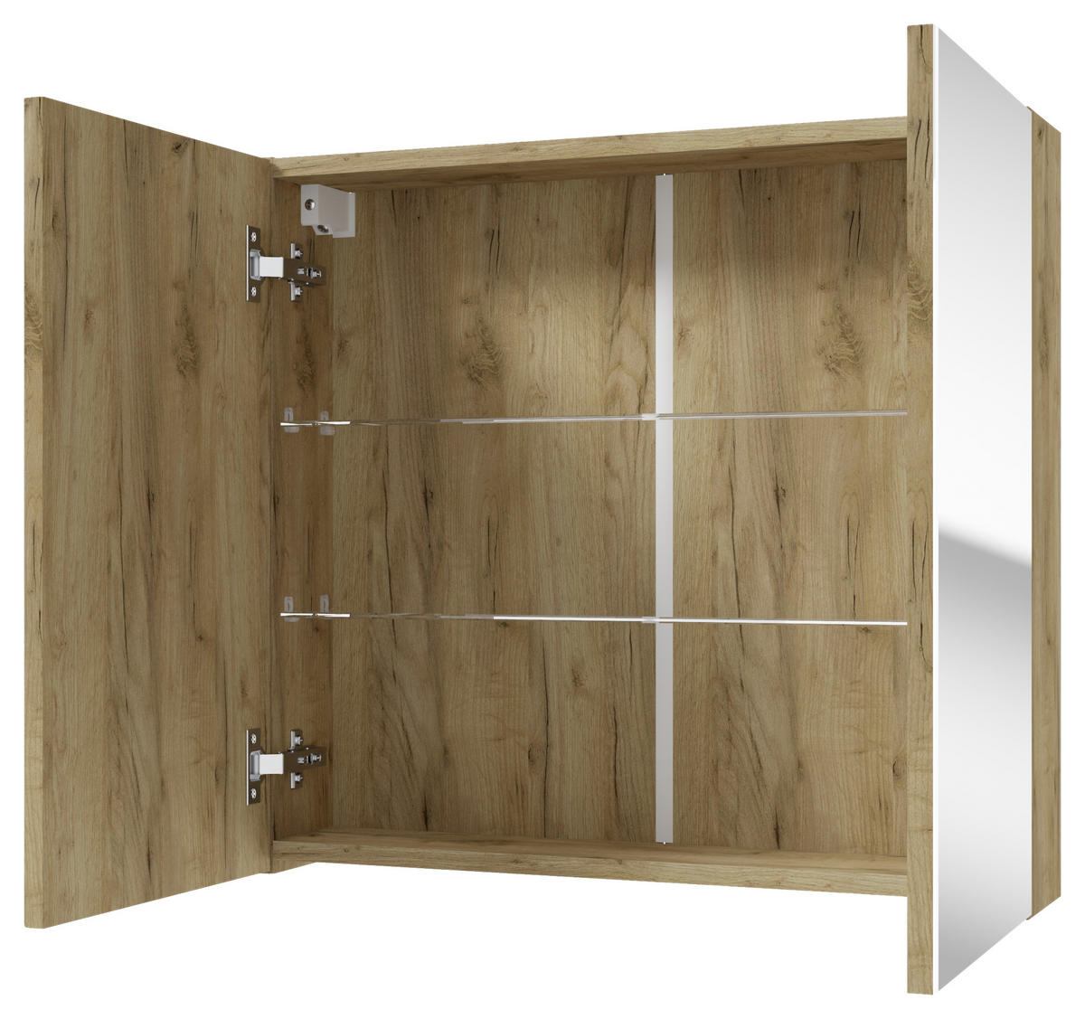 SPIEGELSCHRANK 65/60/15 cm  - Eichefarben/Transparent, KONVENTIONELL, Glas/Holzwerkstoff (65/60/15cm) - MID.YOU