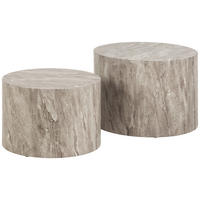 COUCHTISCHSET zylindrisch Grau  - Grau, Design, Holzwerkstoff (58/58/40cm) - MID.YOU