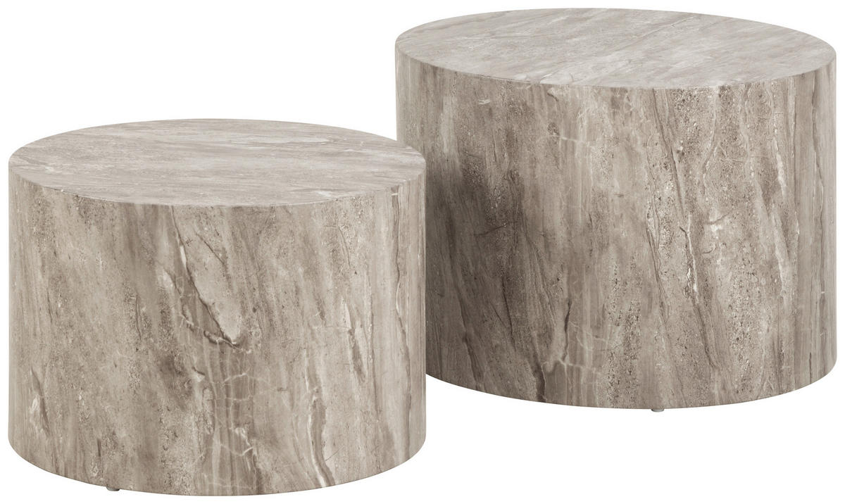 COUCHTISCHSET zylindrisch Grau  - Grau, Design, Holzwerkstoff (58/58/40cm) - MID.YOU