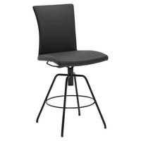 BARHOCKER Echtleder Schwarz Lederauswahl, Stoffauswahl, Typenauswahl, automatische Rückholfunktion  - Schwarz, Design, Leder/Metall (52/107/58cm) - Musterring