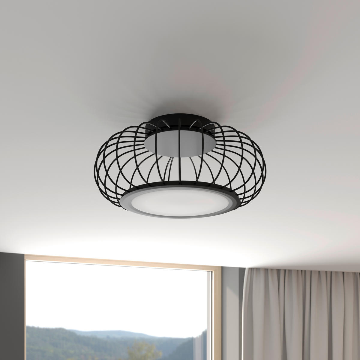 LED-DECKENLEUCHTE 55/23 cm   - Schwarz/Weiß, Design, Kunststoff/Metall (55/23cm) - Dieter Knoll