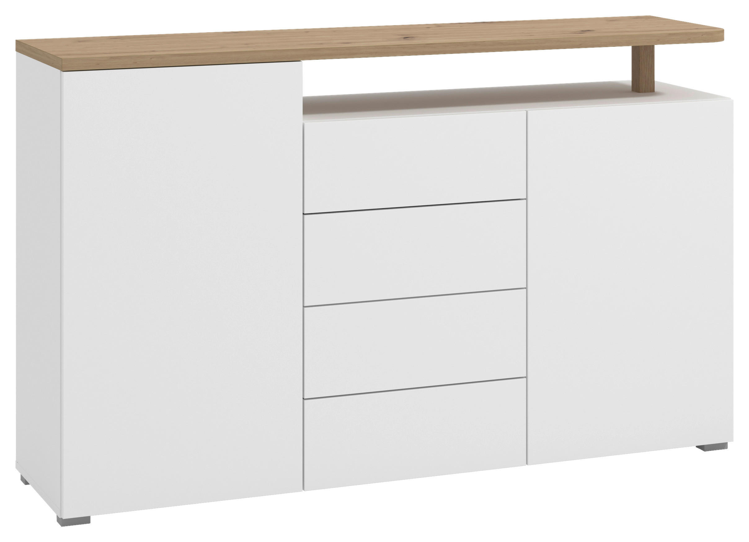 Carryhome Sideboard Weiß, Eiche Artisan 154x94x40 cm