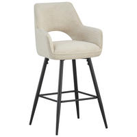 BARHOCKER Cord Schwarz, Beige Eisen inklusive Armlehnen, Stoffauswahl  - Beige/Schwarz, Design, Textil/Metall (56/110/58cm) - Hom`in