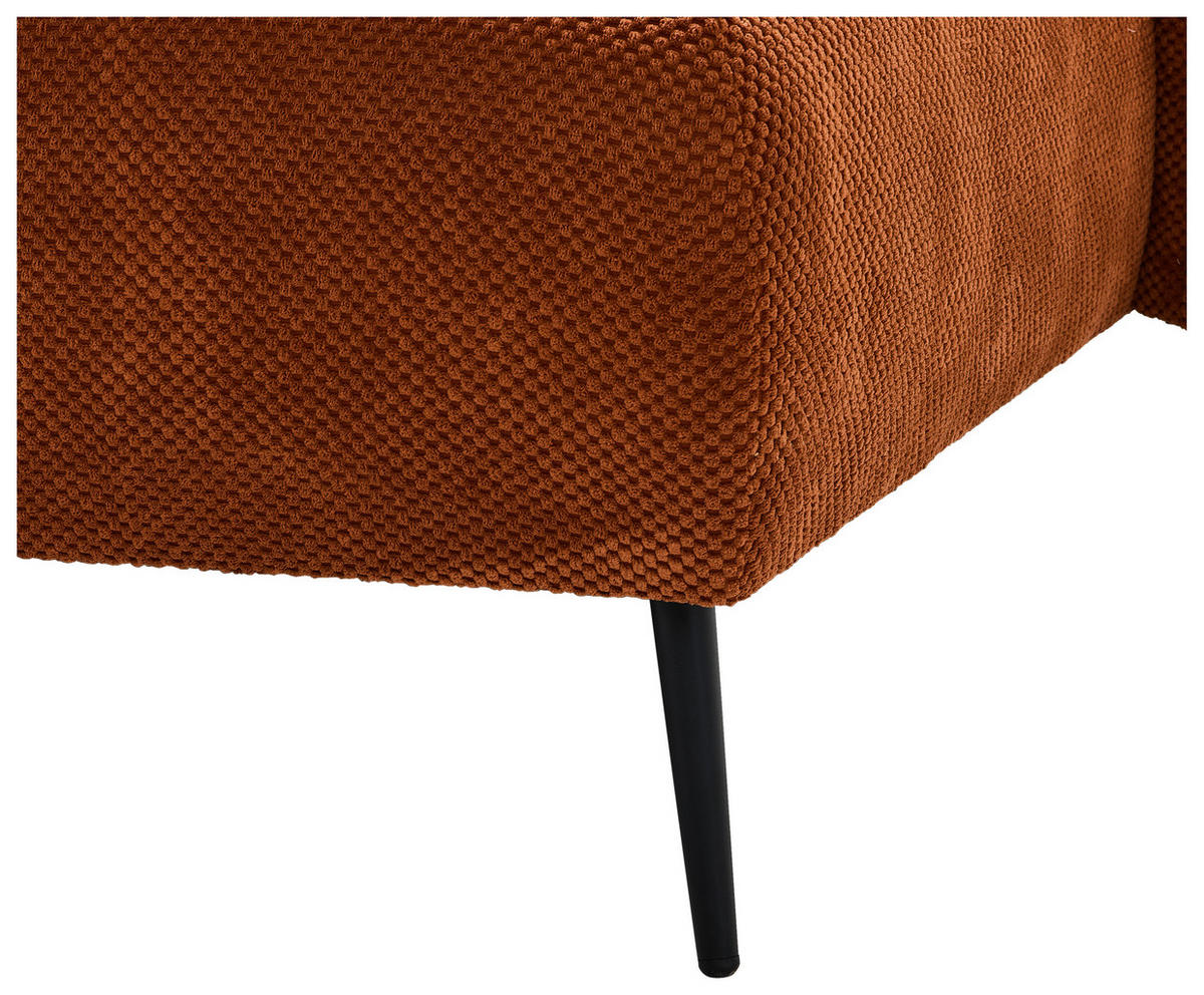 ECKSOFA Rostfarben Chenille  - Rostfarben/Schwarz, KONVENTIONELL, Textil/Metall (255/164cm) - Carryhome