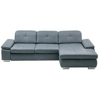 ECKSOFA  in Echtleder Grau  309/195 cm  - Alufarben/Grau, Design, Leder/Metall (309/195cm) - Beldomo Premium