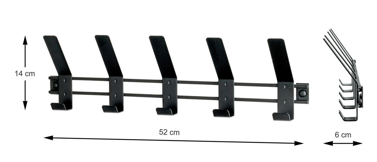 GARDEROBENLEISTE  in Schwarz  - Schwarz, MODERN, Metall (52/13/6cm)