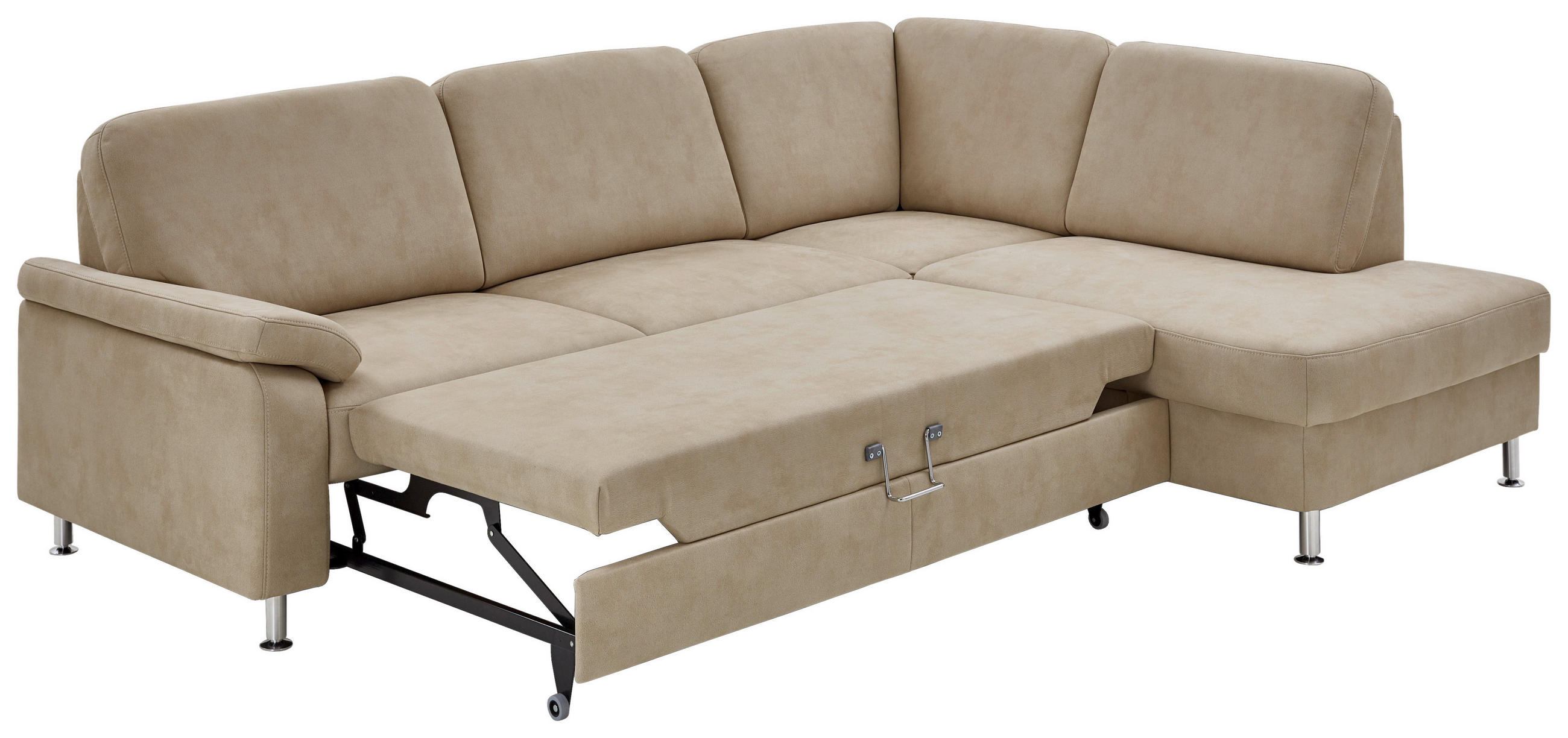 ECKSOFA Beige Mikrofaser  - Beige, Design, Textil/Metall (266/202cm) - Beldomo System