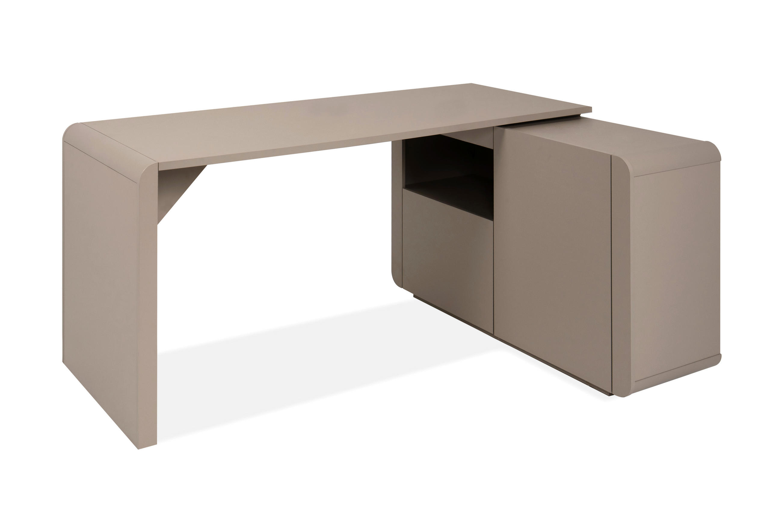 ECKSCHREIBTISCH  Greige Kabeldurchlass, seitenverkehrt montierbar  - Greige, KONVENTIONELL, Holzwerkstoff (165/75/117,5cm) - Livetastic