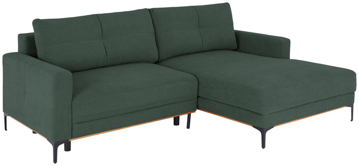 ECKSOFA in Waldgrün  - Waldgrün/Schwarz, Modern, Textil/Metall (238/162cm) - Ondega