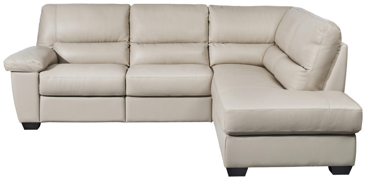 ECKSOFA  in Kombination Echtleder/Lederlook Greige  248/201 cm  - Greige, KONVENTIONELL, Leder/Kunststoff (248/201cm) - Livetastic
