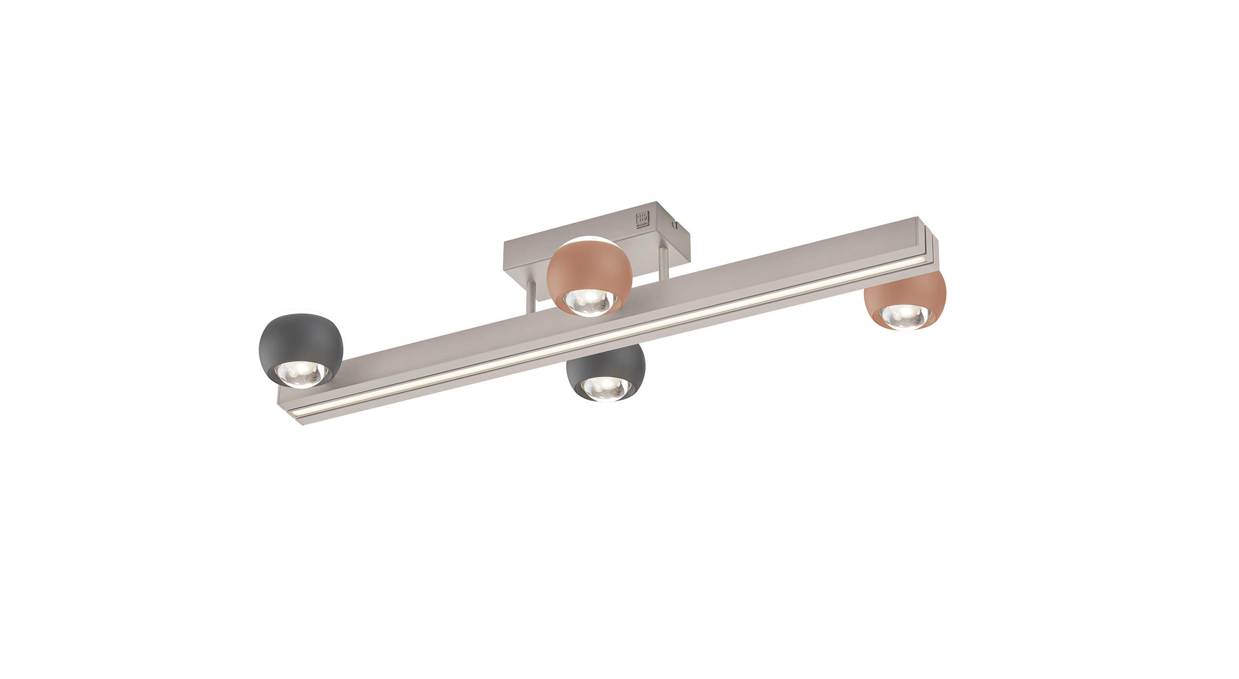 LED-DECKENLEUCHTE Cannon 133,5/17/29 cm   - Aprikose/Anthrazit, KONVENTIONELL, Metall (133,5/17/29cm) - Musterring
