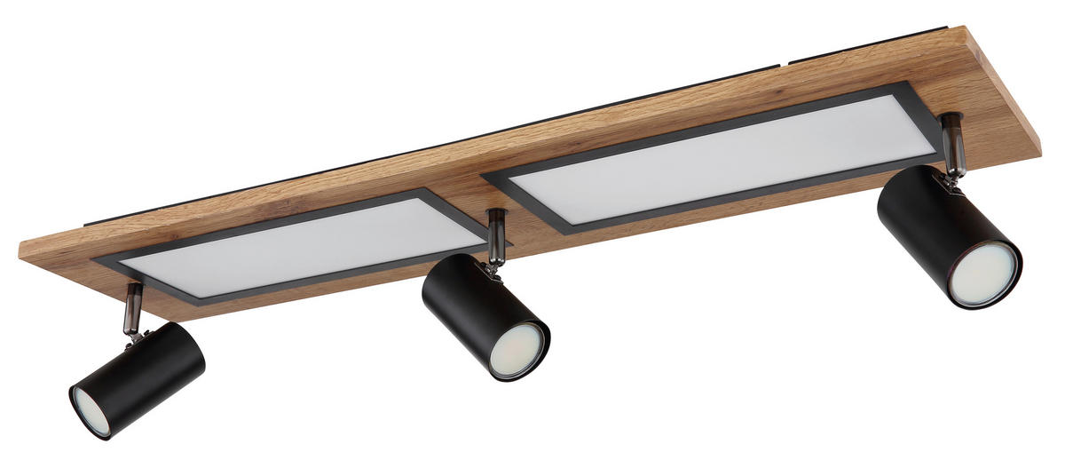 LED SVJETILJKA STROPNA  - prirodne boje/crna, Design, drvni materijal/metal (80/20/18cm) - Globo
