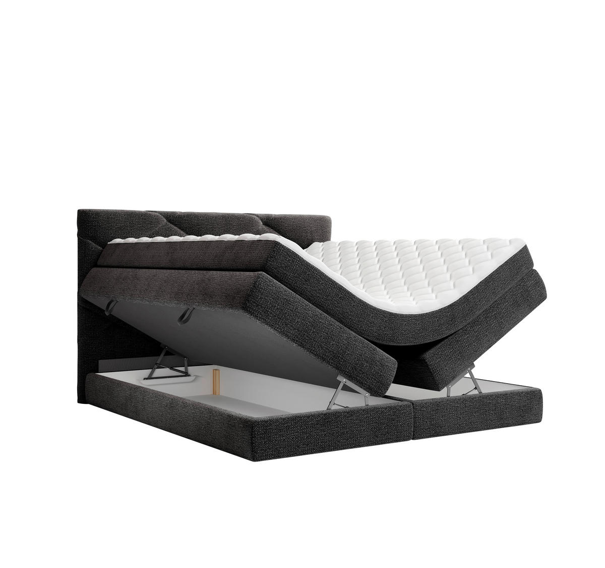 BOXSPRINGBETT 140/200 cm,  in Schwarz, Bettkasten, Matratzen, H2 + H3 = mittel + fest  - Schwarz, KONVENTIONELL, Kunststoff/Textil (140/200cm) - Carryhome