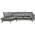 ECKSOFA Grau Samt  - Schwarz/Grau, Design, Textil/Metall (200/241cm) - Carryhome