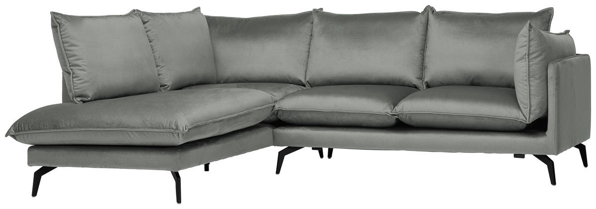 ECKSOFA in Samt Grau  200/241 cm  - Schwarz/Grau, Design, Textil/Metall (200/241cm) - Carryhome