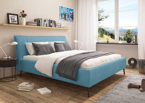 POLSTERBETT 180/200 cm  in Petrol  - Petrol/Schwarz, Design, Textil/Metall (180/200cm) - Lomoco