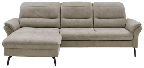 ECKSOFA in Flachgewebe Graubraun  - Graubraun/Schwarz, Konventionell, Textil/Metall (181/260cm) - Beldomo Speed