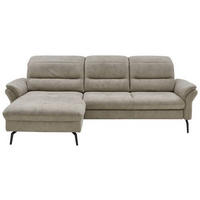 ECKSOFA in Flachgewebe Graubraun  - Graubraun/Schwarz, Konventionell, Textil/Metall (181/260cm) - Beldomo Speed