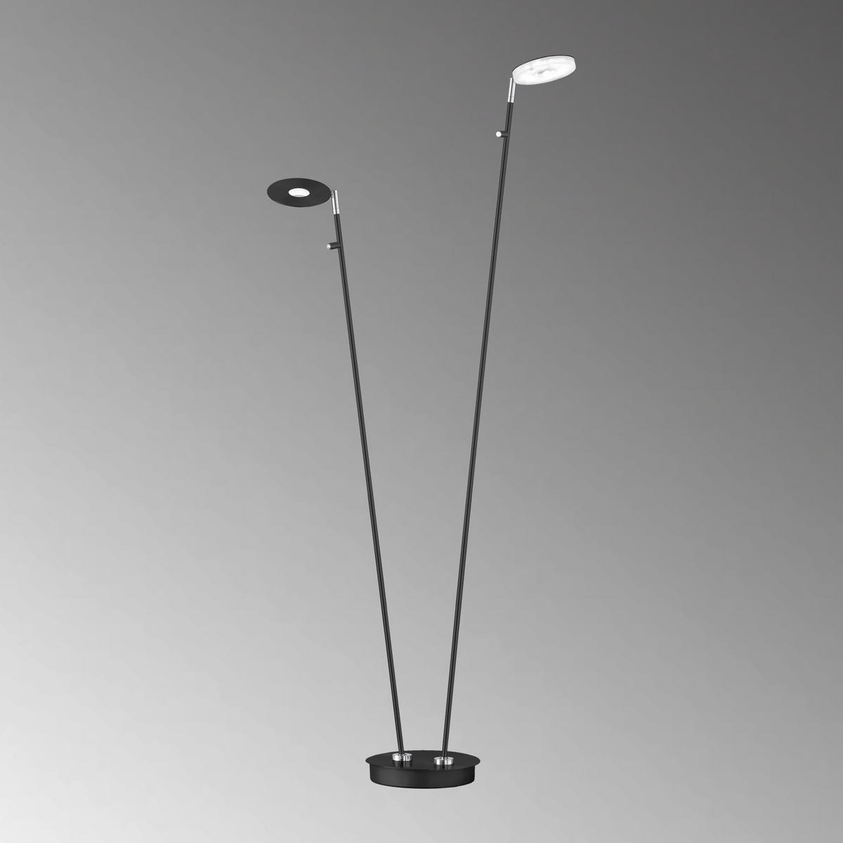 STOJACÍ LED SVÍTIDLO, 22/135 cm  - černá, Design, kov/sklo (22/135cm) - Fischer & Honsel