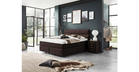 BOXSPRINGBETT 180/200 cm in Eichefarben, Dunkelbraun - Eichefarben/Dunkelbraun, KONVENTIONELL, Holz/Kunststoff (180/200cm) - Dieter Knoll