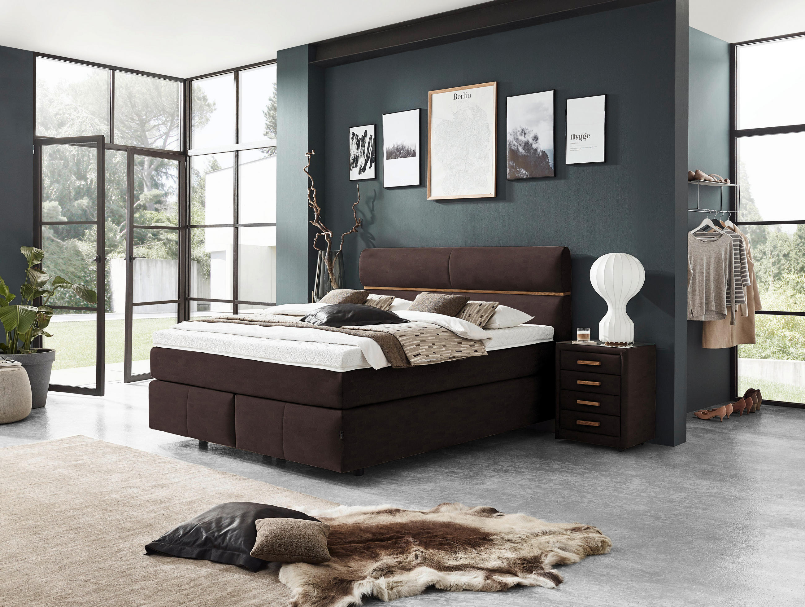 BOXSPRINGBETT 180/200 cm  in Eichefarben, Dunkelbraun  - Eichefarben/Dunkelbraun, Konventionell, Holz/Kunststoff (180/200cm) - Dieter Knoll