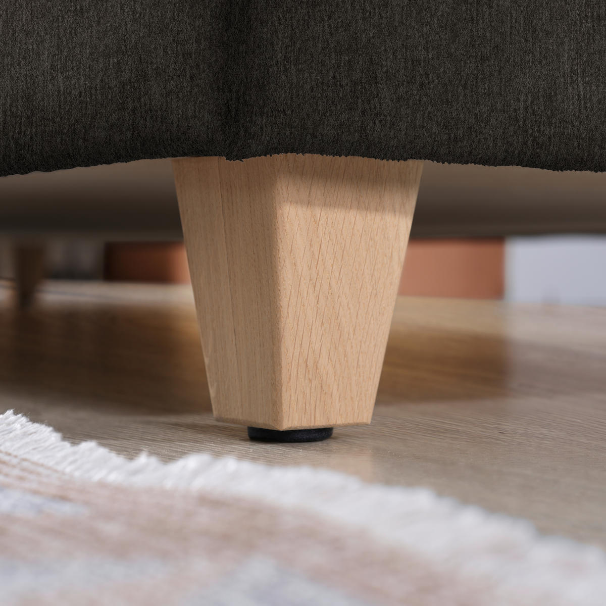ECKSOFA in Flachgewebe Dunkelbraun  261/203 cm  - Eichefarben/Dunkelbraun, KONVENTIONELL, Holz/Textil (261/203cm) - Sedda