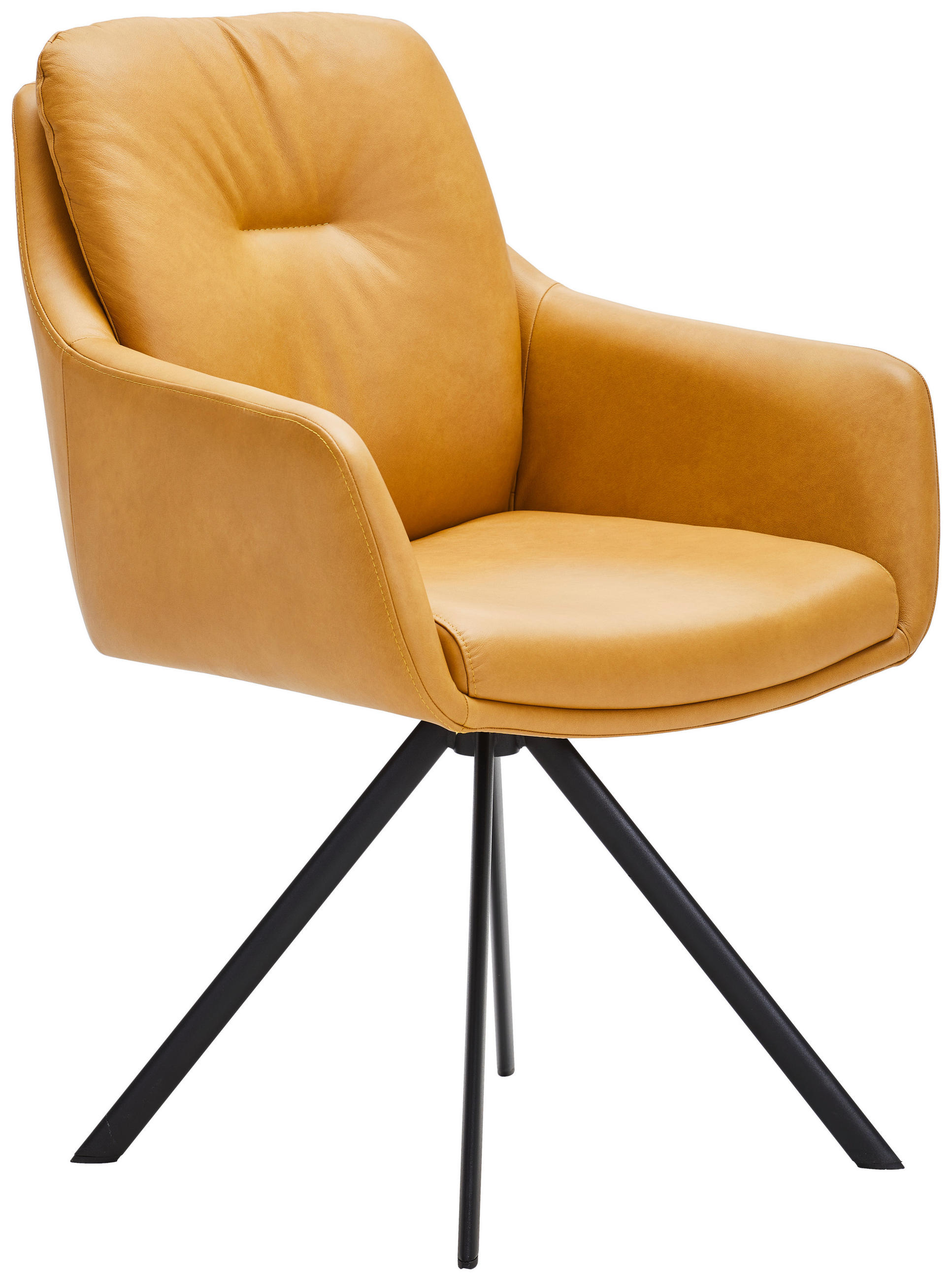 ARMLEHNSTUHL  in Eisen Echtleder pigmentiert  - Gelb/Schwarz, Design, Leder/Metall (62/90/65cm) - Waldwelt