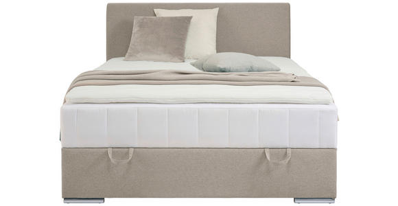 BOXBETT 90/200 cm  in Sandfarben  - Sandfarben/Chromfarben, KONVENTIONELL, Kunststoff/Textil (90/200cm) - Carryhome