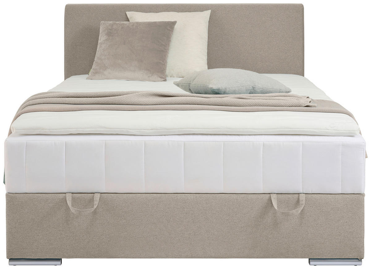BOXBETT 90/200 cm  in Sandfarben  - Sandfarben/Chromfarben, Konventionell, Kunststoff/Textil (90/200cm) - Carryhome