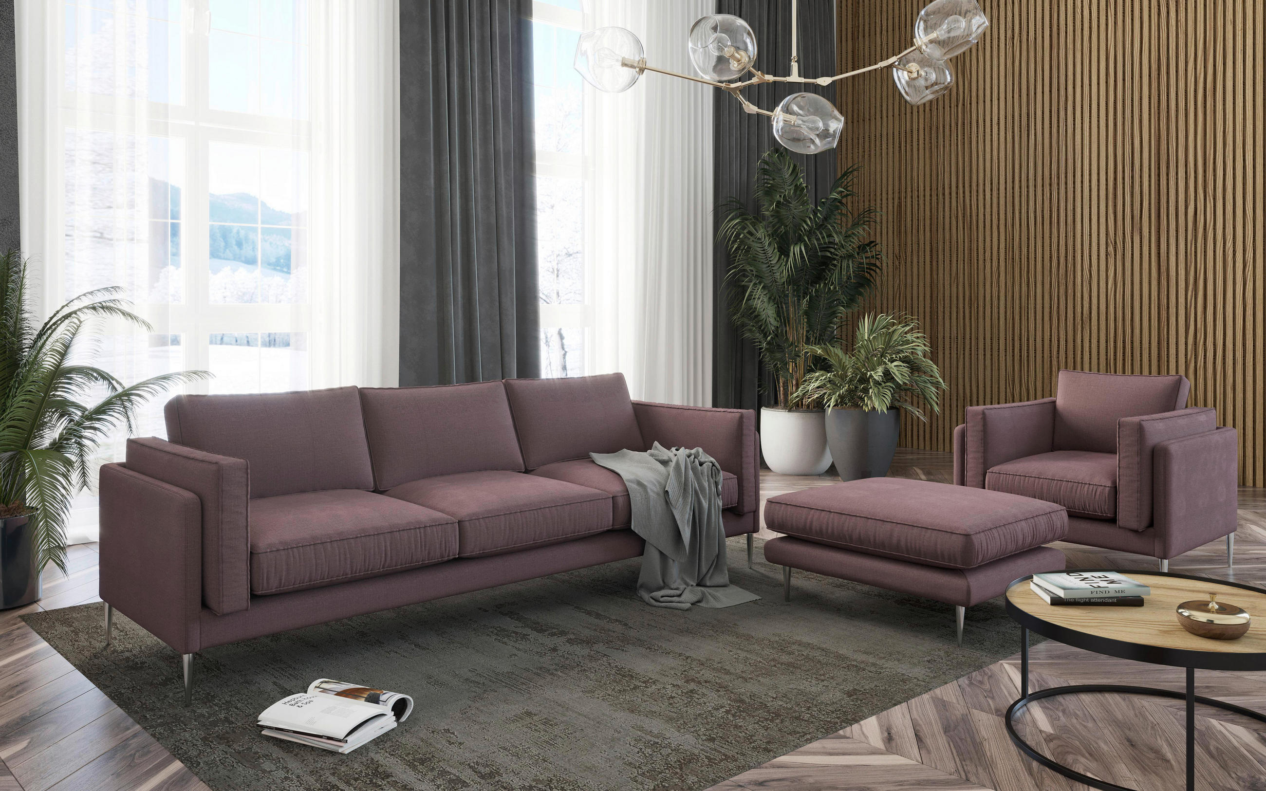 SEDACÍ SESTAVA, textil, červená - červená/barvy nerez oceli, Design, kov/textil - Livetastic