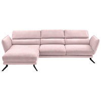 ECKSOFA in Velours Hellrosa  - Hellrosa/Schwarz, Design, Textil/Metall (153/283cm) - Valdera