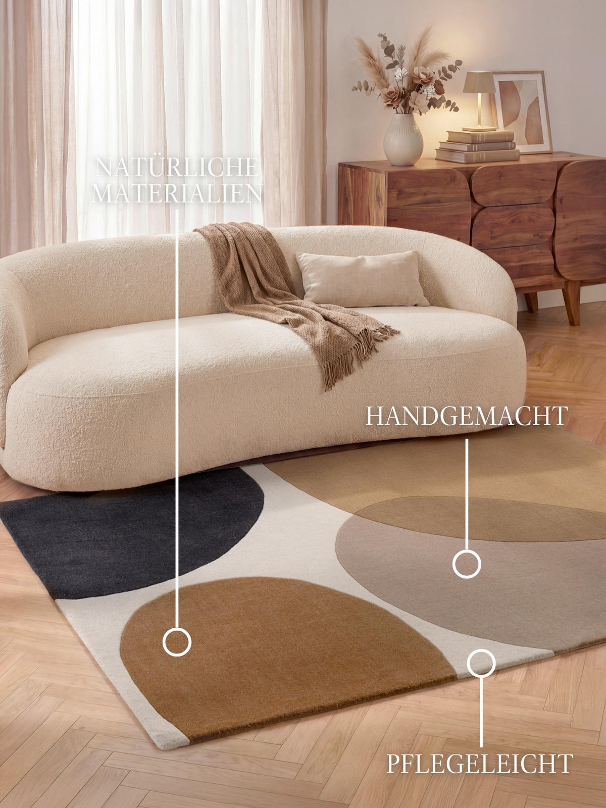 WOLLTEPPICH 200/290 cm Kollektion 1876 Ruvia Braun, Creme, Schwarz rechteckig  - Creme/Schwarz, Basics, Textil (200/290cm) - Villeroy & Boch