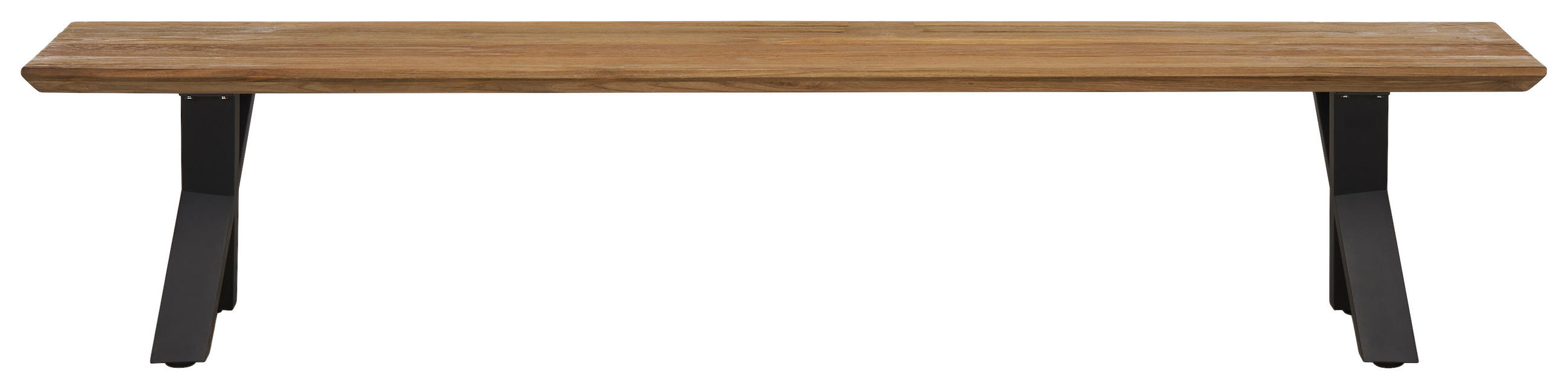 GARTENBANK 220/40/46 cm Teakholz  Edelstahl  - Anthrazit/Teakfarben, Design, Holz/Metall (220/40/46cm) - Amatio
