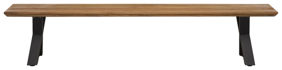 GARTENBANK 220/40/46 cm Teakholz  Edelstahl  - Anthrazit/Teakfarben, Design, Holz/Metall (220/40/46cm) - Amatio