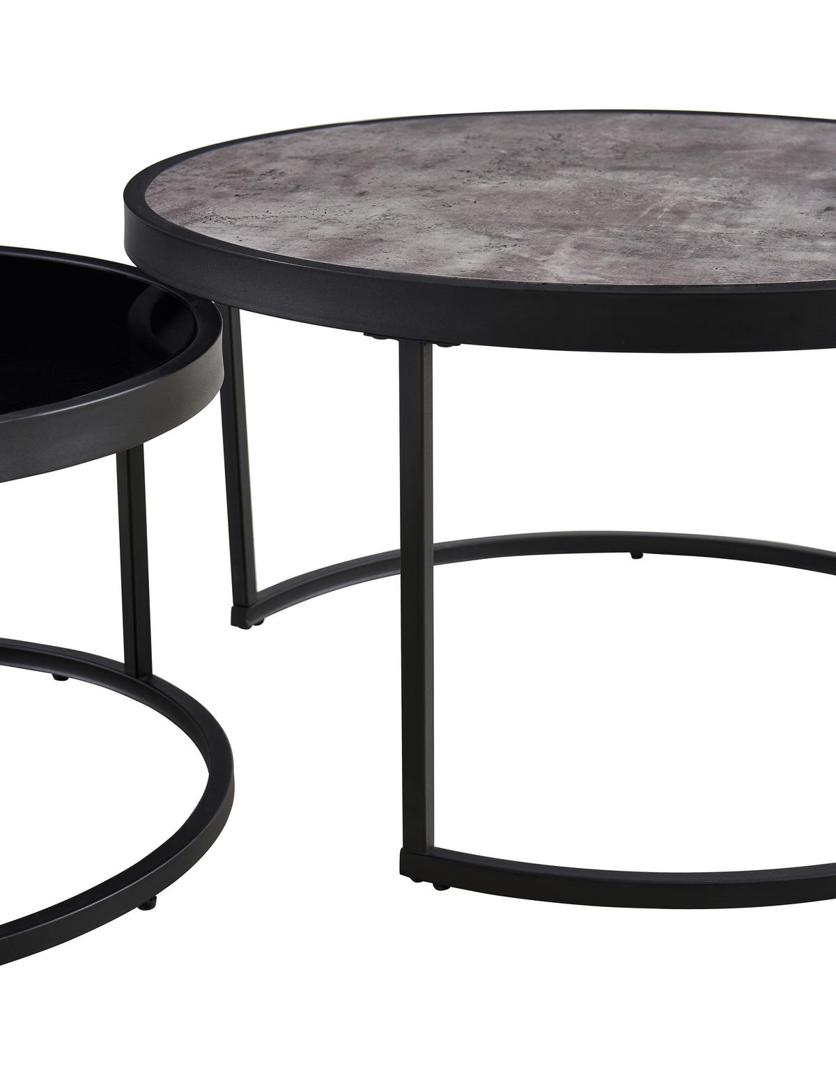 COUCHTISCHSET ESG 65-80/65-80/38-40 cm rund Grau, Schwarz  - Schwarz/Grau, Design, Glas/Holzwerkstoff (65-80/65-80/38-40cm) - MID.YOU