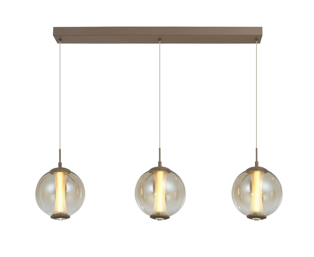 LED-HÄNGELEUCHTE Orleans 94/150/18 cm  - Sandfarben, Design, Glas/Metall (94/150/18cm)