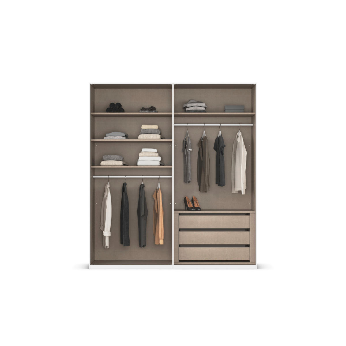 DREHTÜRENSCHRANK 201/223/61 cm,  in Graphitfarben, 4-türig  - Graphitfarben, Basics, Holzwerkstoff/Metall (201/223/61cm) - Novel