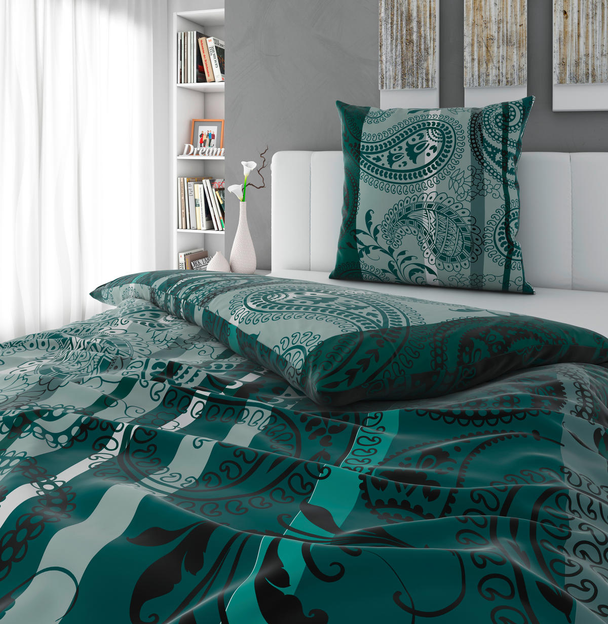 BETTWÄSCHE Satin 155/220 cm  - Petrol, KONVENTIONELL, Textil (155/220cm) - Novel