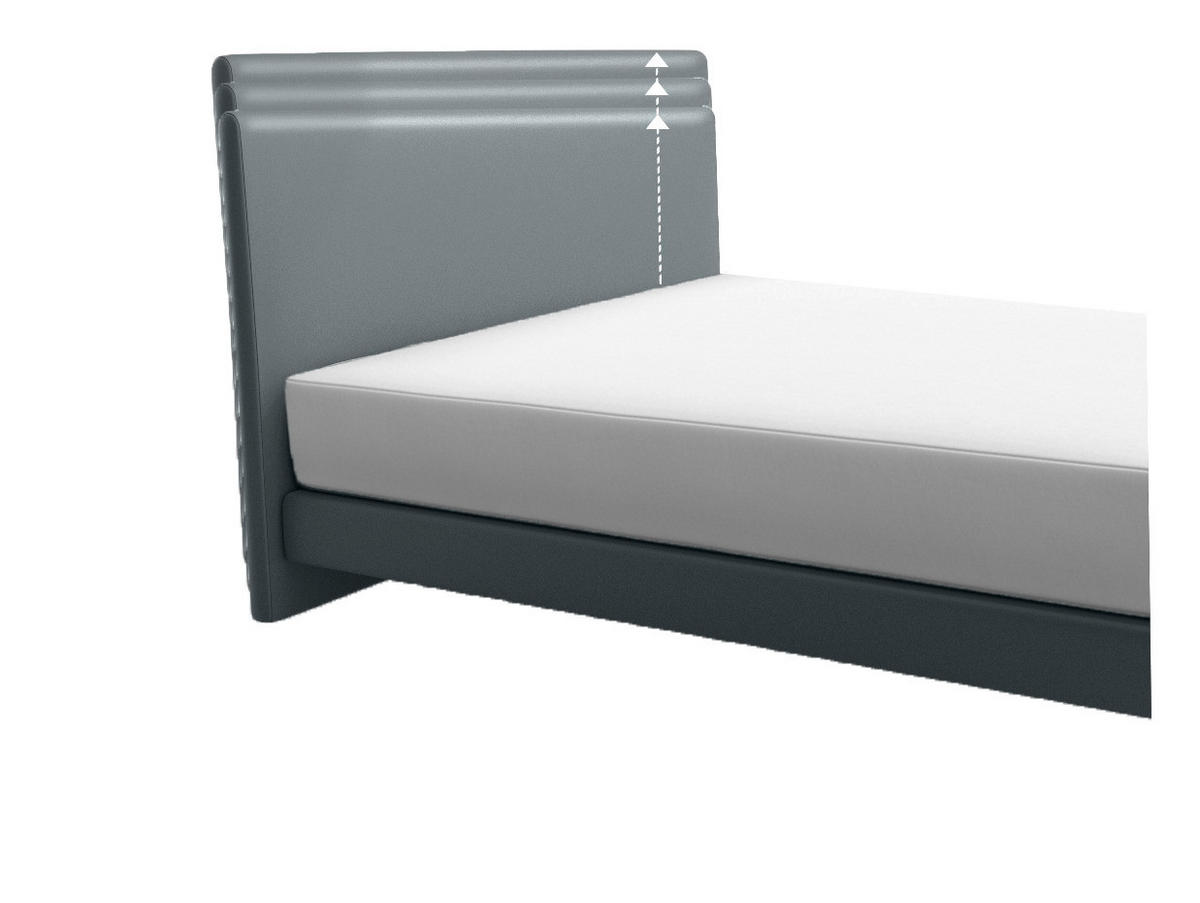 POLSTERBETT 160/200 cm,  in Dunkelgrau, Matratze, gepolstertes Kopfteil, Lattenrost, Bettkasten, H2 + H3 = mittel + fest  - Dunkelgrau/Alufarben, KONVENTIONELL, Holz/Holzwerkstoff (160/200cm) - Beldomo - Sleep